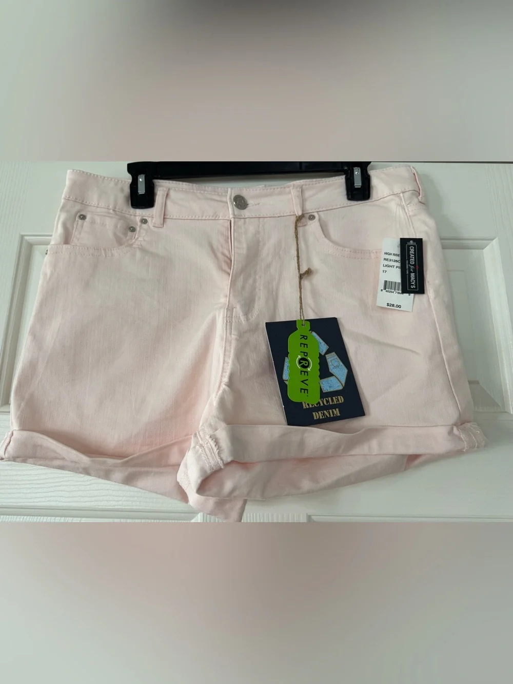 Indigo Rein Pale Pink Denim Cuffed high rise Jean Shorts NEW